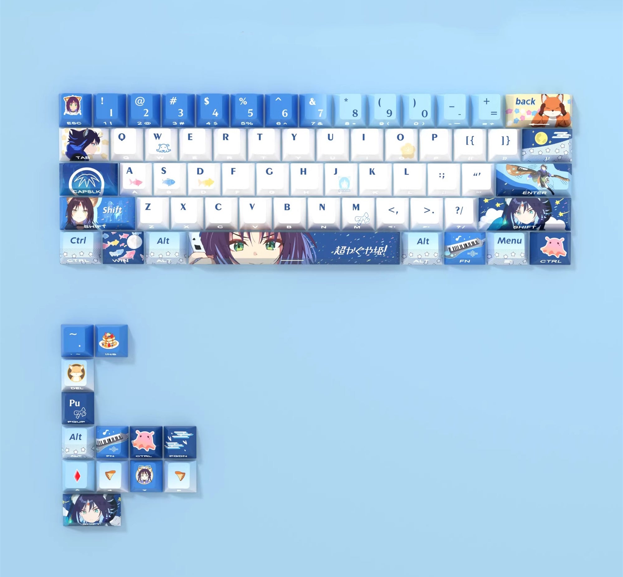 Cosmic Princess Kaguya! , Sakayori Iroha, original translucent keycap set with side engraving, PBT heat sublimation compatible ROG Azoth Megalion woot