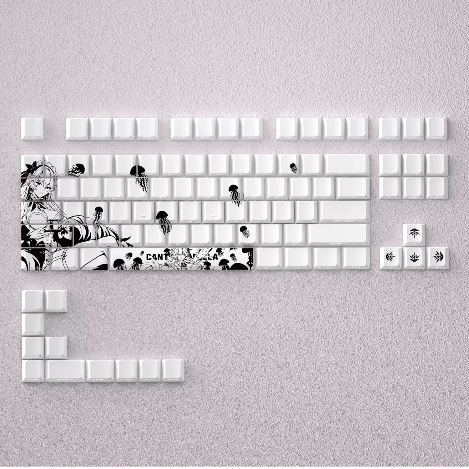Wuthering Waves series, Cantarella theme, original high PBT material compatible MX switch mechanical keyboard, anime game theme set keycaps, mechanical keyboard replacement keycap set