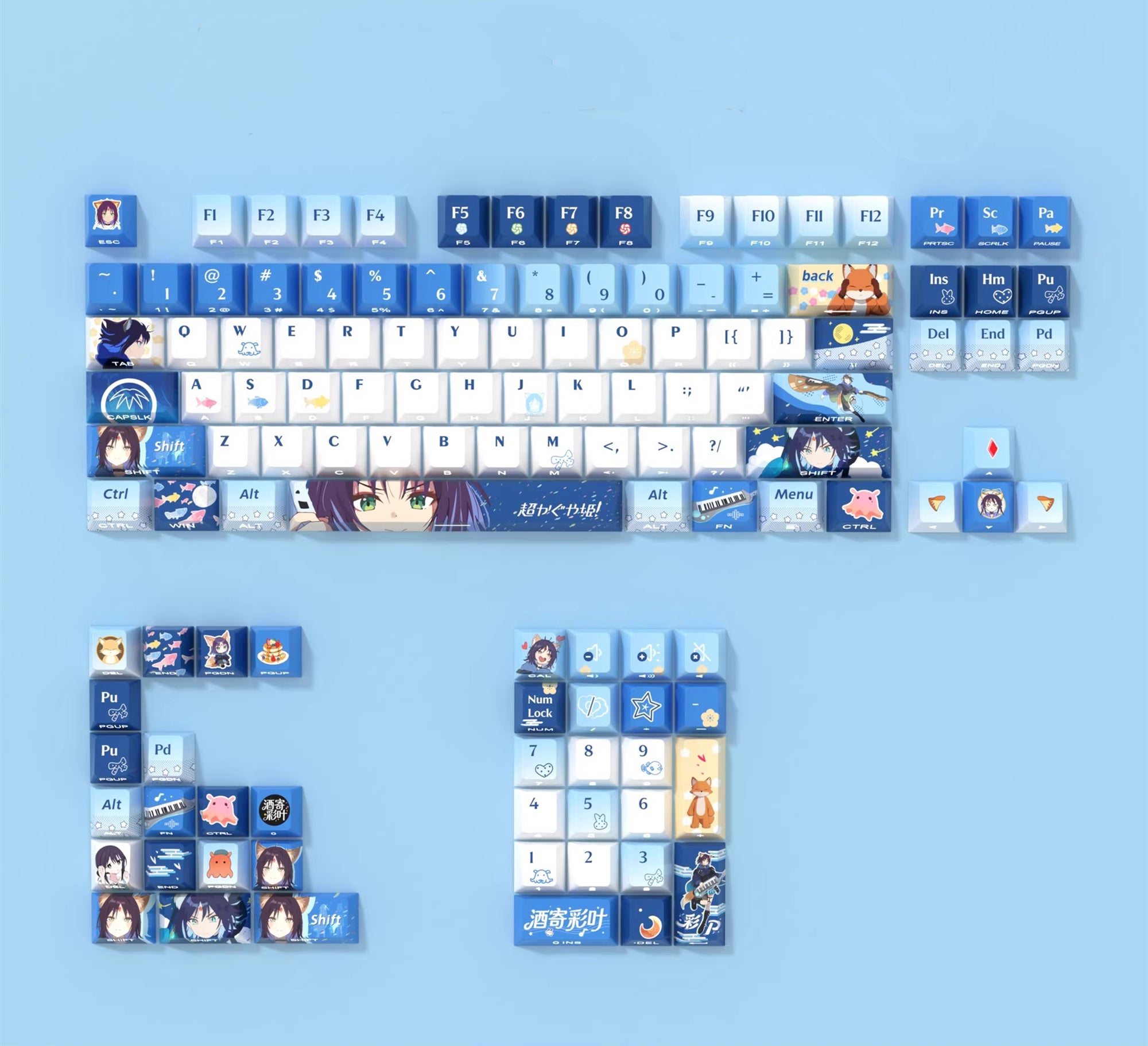 Cosmic Princess Kaguya! , Sakayori Iroha, original translucent keycap set with side engraving, PBT heat sublimation compatible ROG Azoth Megalion woot