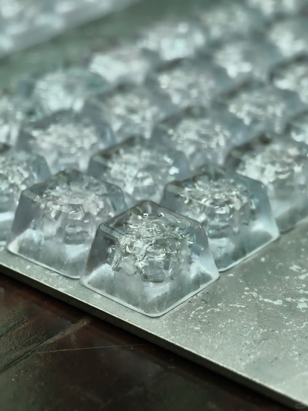 Crystal clear ice keycaps, 1U minimalist ice decoration keycaps, simulated artistic keycaps, mechanical keyboard personalized keycaps