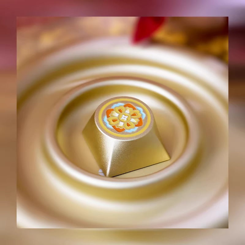 Designs of composite flowers, aluminum alloy metal keycaps, Chinese style personalized keycaps, mechanical keyboard decorations, keycaps