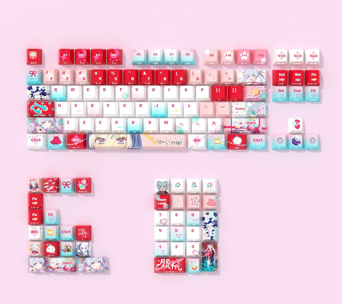 Cosmic Princess Kaguya! Theme, PBT material original factory highly personalized keycap set, anime game keycap set, suitable for 61/64/68/75/84/87/104 key mechanical keyboards