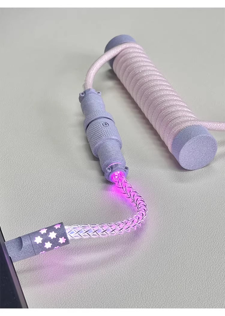 Three segment illuminated aviation plug cable customized keyboard cable 8k customized keyboard data cable