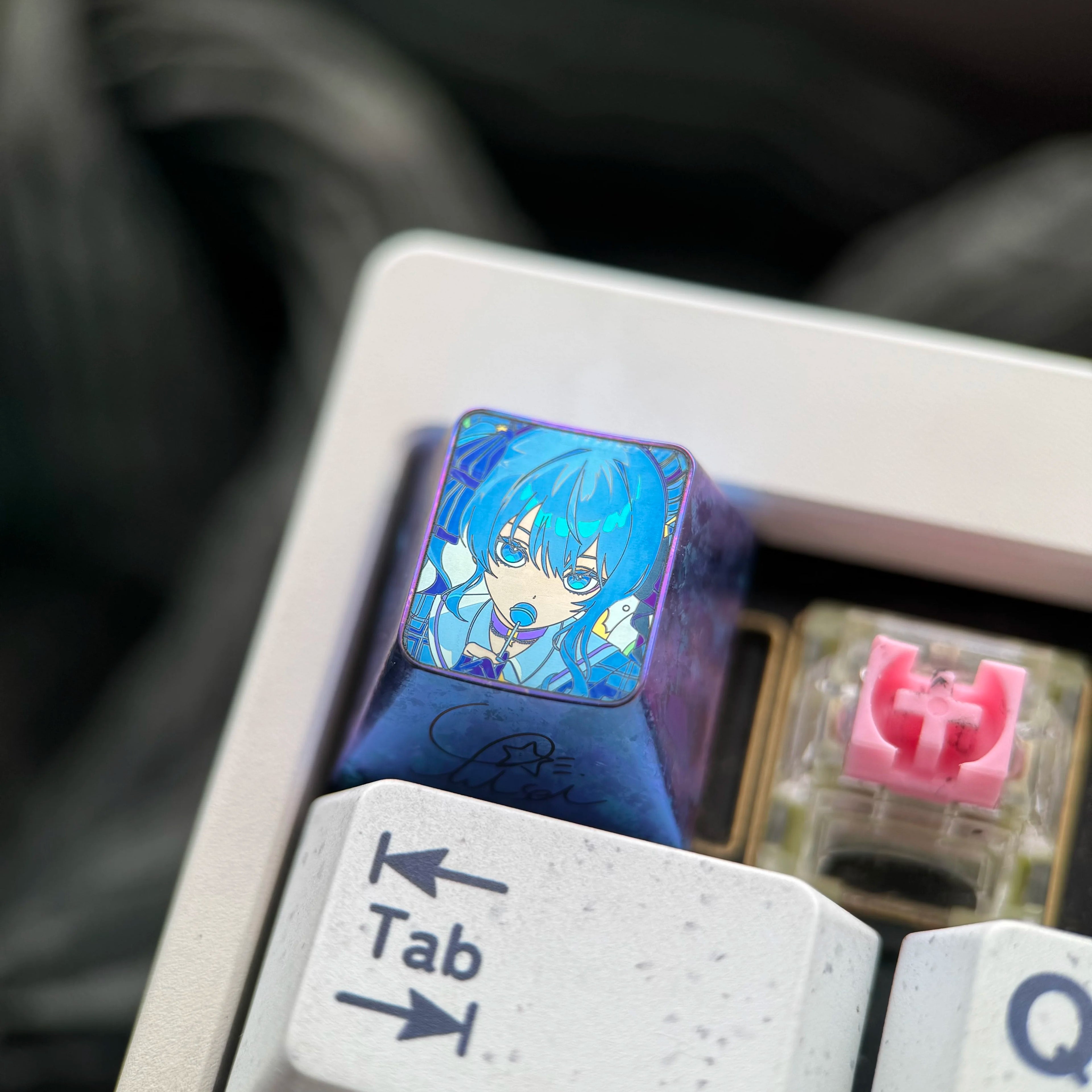 Hoshimachi Suisei Theme Collection, Titanium Alloy Personalized Keycaps, Anime Music Idol Culture Peripheral Mechanical Keyboard Customized Decorative Keycaps