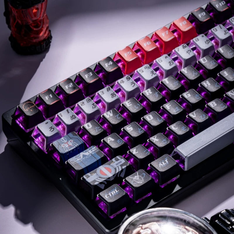 Kamen Rider themed keycaps, PBT material personalized keycap set, anime and games cultural creative decoration keycap set, compatible with 61/64/68/75/84/87/104 mechanical keyboard
