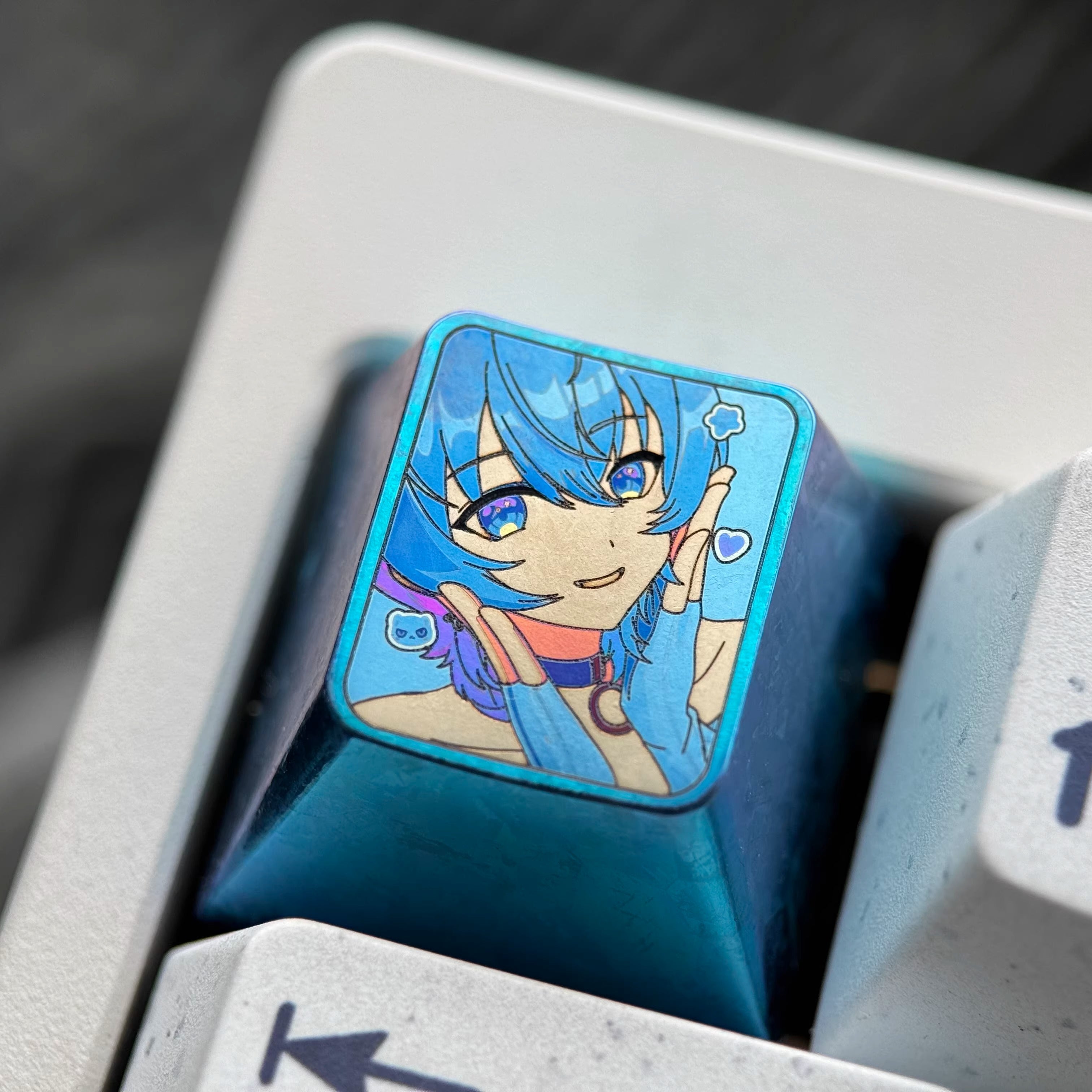 Hoshimachi Suisei Theme Collection, Titanium Alloy Personalized Keycaps, Anime Music Idol Culture Peripheral Mechanical Keyboard Customized Decorative Keycaps