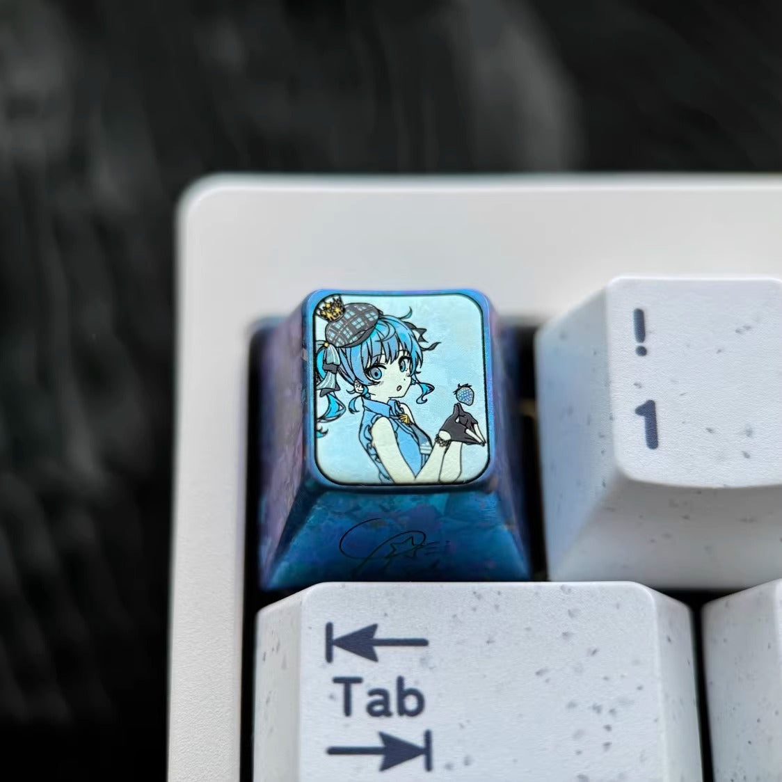 Hoshimachi Suisei Theme Collection, Titanium Alloy Personalized Keycaps, Anime Music Idol Culture Peripheral Mechanical Keyboard Customized Decorative Keycaps