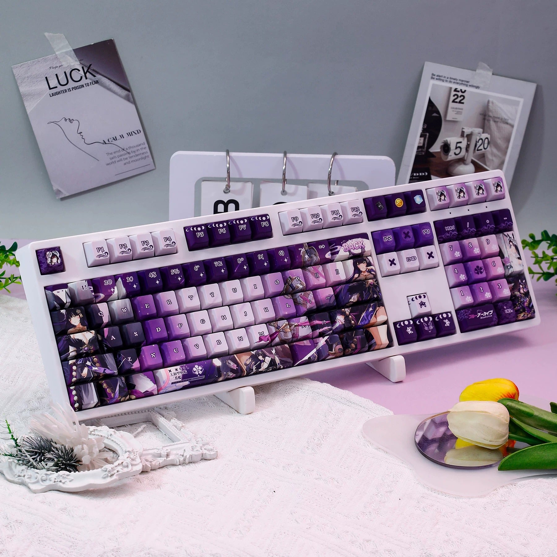 Azur Lane,Musashi theme, PBT material personalized keycap set, anime keycap culture peripheral mechanical keyboard decoration keycaps, Compatible with 61/64/68/75/84/87/104 key mechanical keyboard keycap set