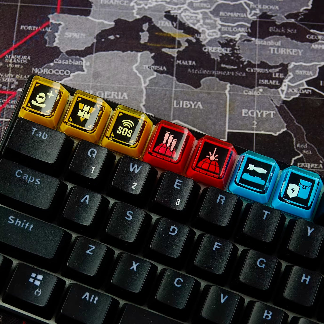 Helldovers 2 theme, personalized keycaps for function keys, crystal dropper material decorative keycaps, mechanical keyboard artisankeycaps