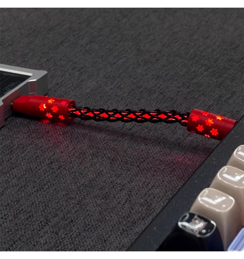 Short line 12cm/20cm, pad short line data cable typec-typec single crystal copper star emitting customized data cable