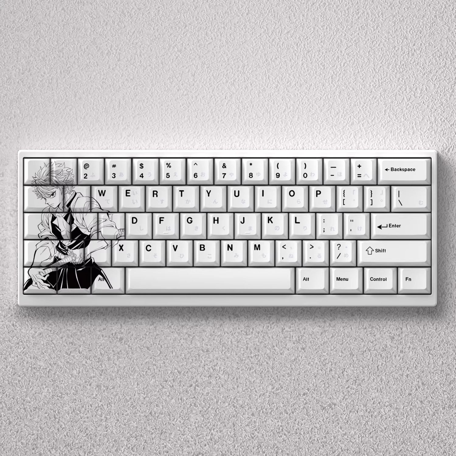 Demon Slayer: Kimetsu no Yaiba series, Shinazugawa Sanemi theme, original high PBT material compatible MX switch mechanical keyboard, anime game theme set keycaps, mechanical keyboard replacement keycap set