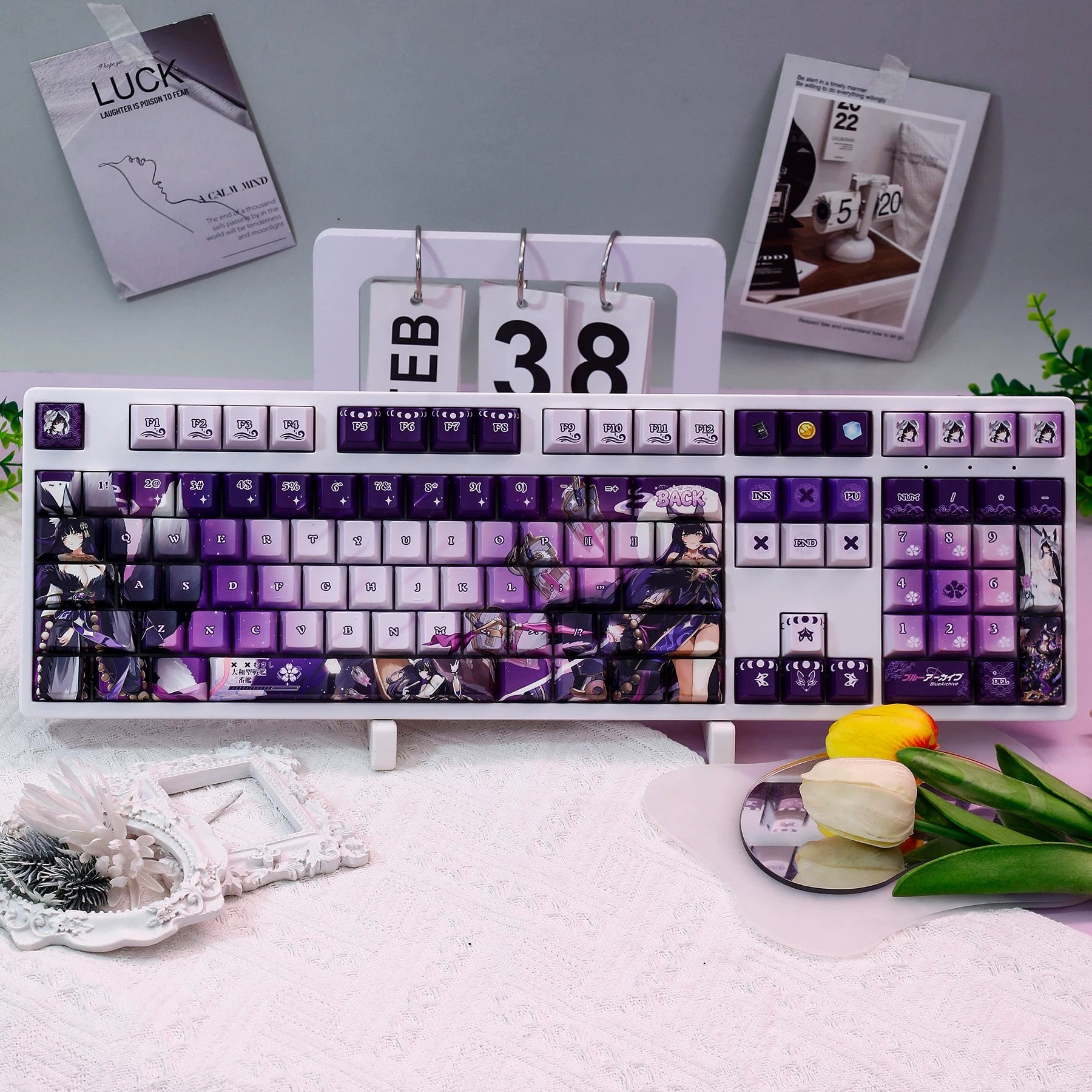 Azur Lane,Musashi theme, PBT material personalized keycap set, anime keycap culture peripheral mechanical keyboard decoration keycaps, Compatible with 61/64/68/75/84/87/104 key mechanical keyboard keycap set