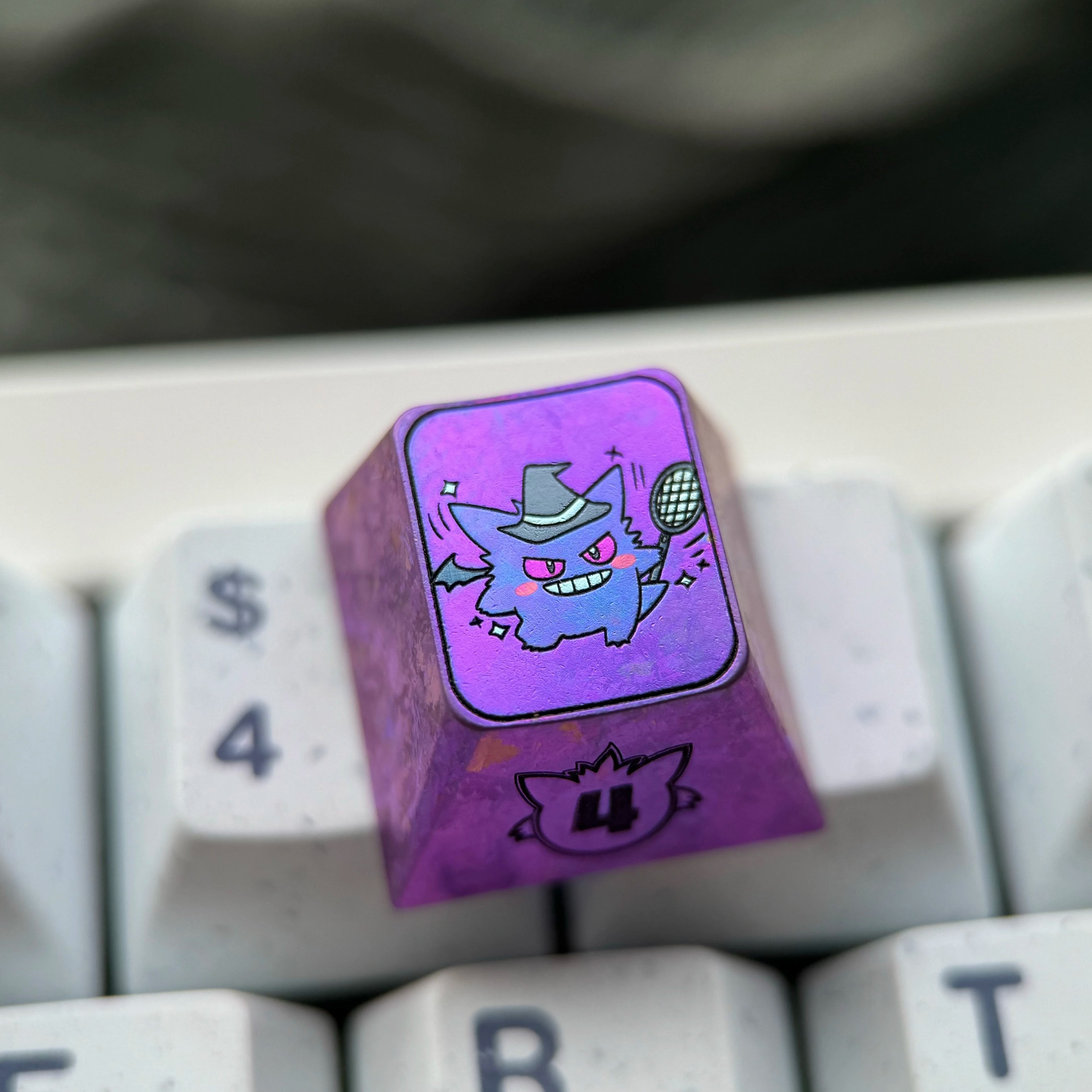 Pok é mon series, gengar themed R4 height, numerical range of 1-0, titanium alloy personalized keycaps, anime and game creative decorative keycaps