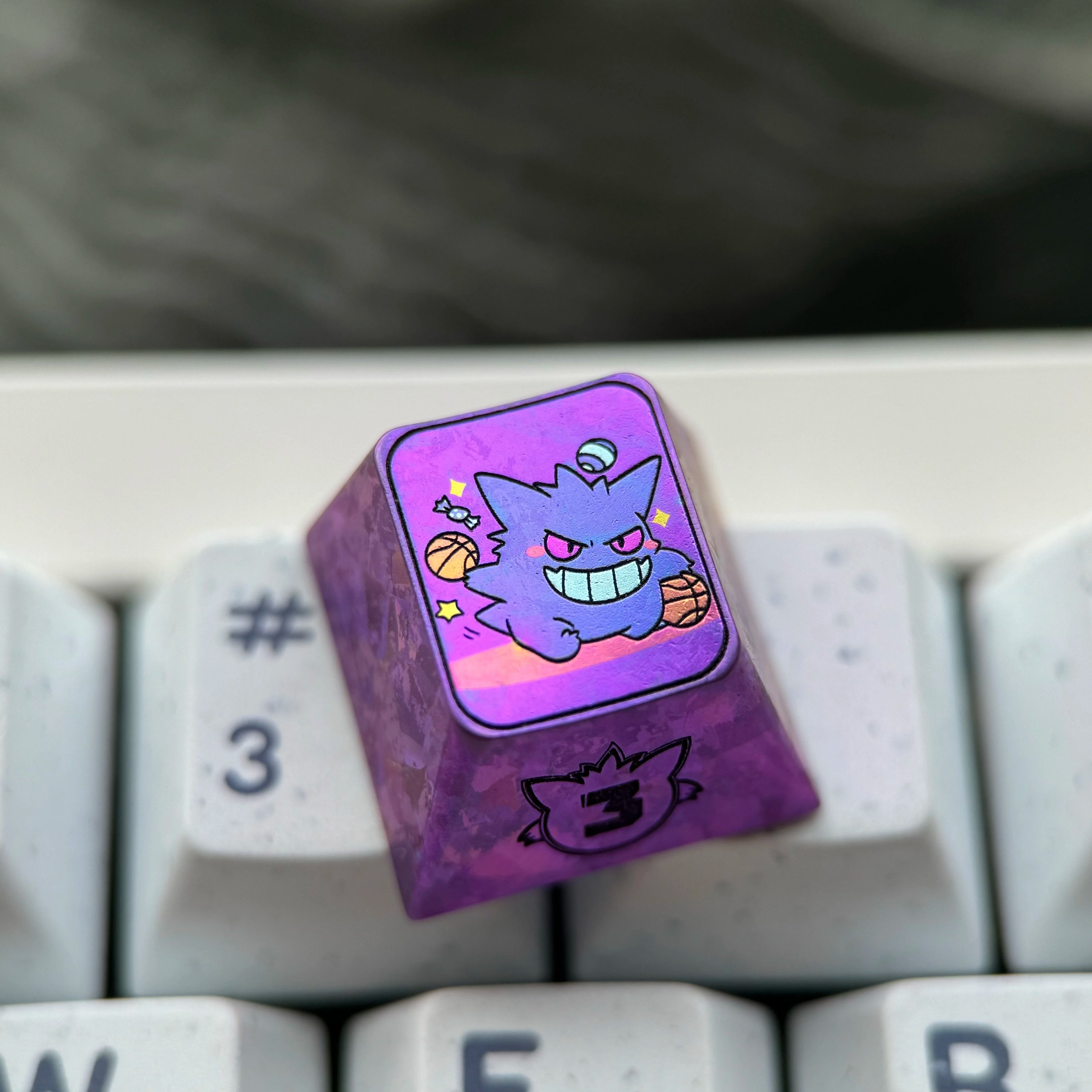 Pok é mon series, gengar themed R4 height, numerical range of 1-0, titanium alloy personalized keycaps, anime and game creative decorative keycaps