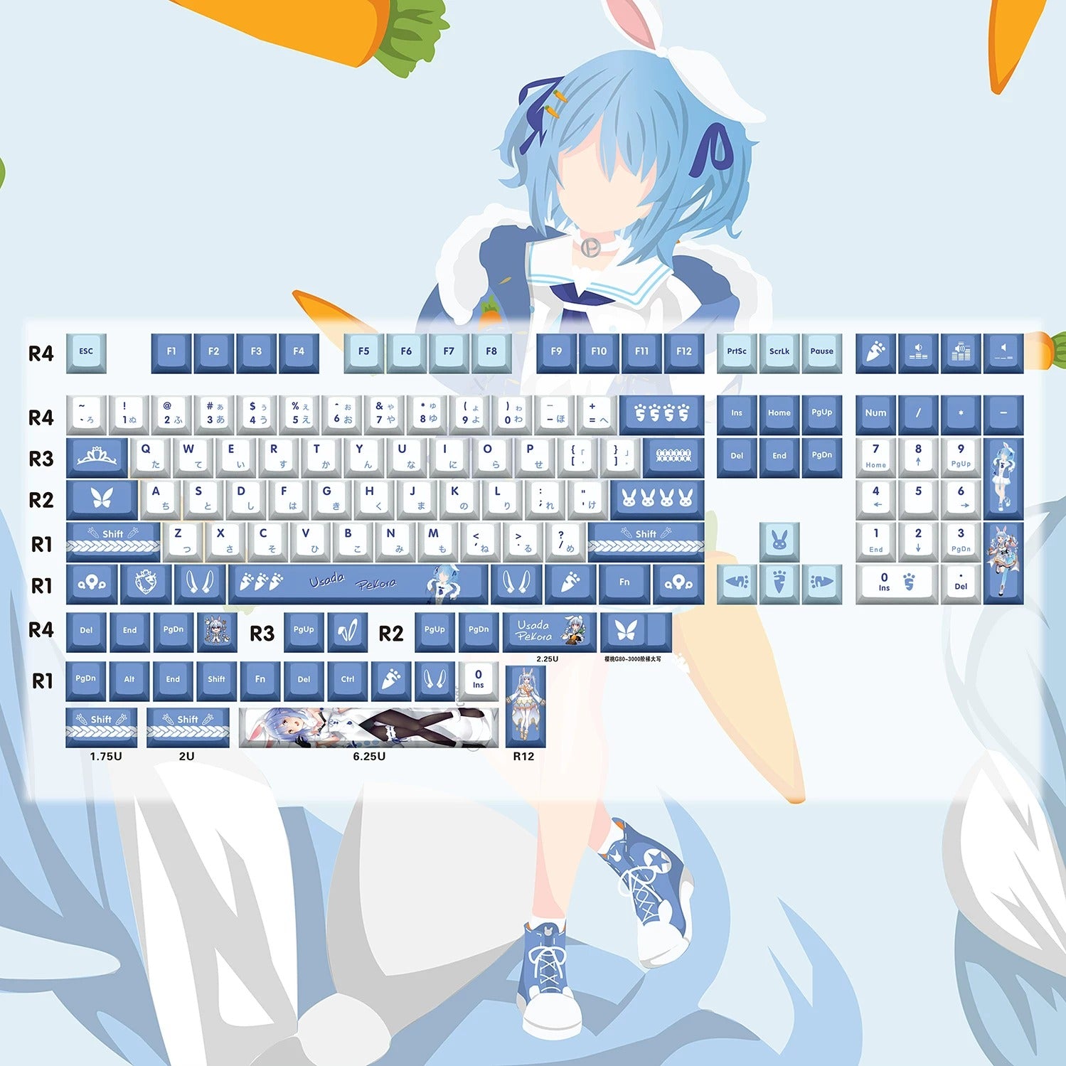 Super Beautiful Girl ACGN Two dimensional Theme Series Collection design simple keycap replacement set, custom set personalized keycap series,PBT material, Original factory height, compatible with 61/64/68/75/84/87/104 mechanical keyboard keycap set