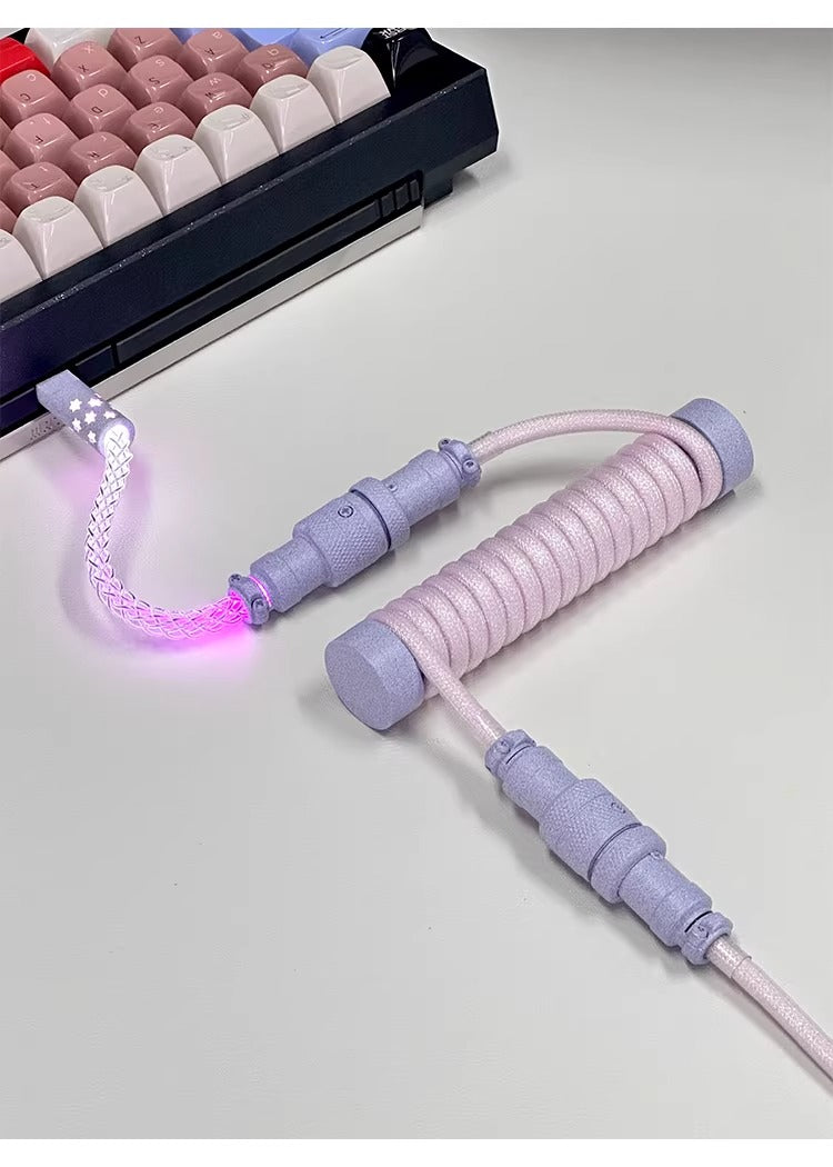 Three segment illuminated aviation plug cable customized keyboard cable 8k customized keyboard data cable