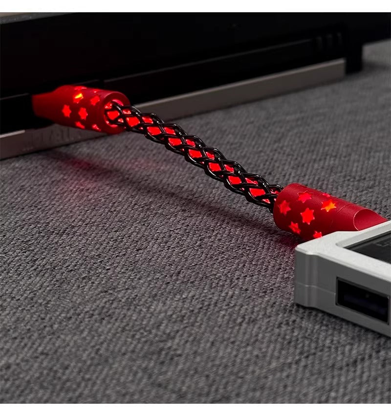 Short line 12cm/20cm, pad short line data cable typec-typec single crystal copper star emitting customized data cable