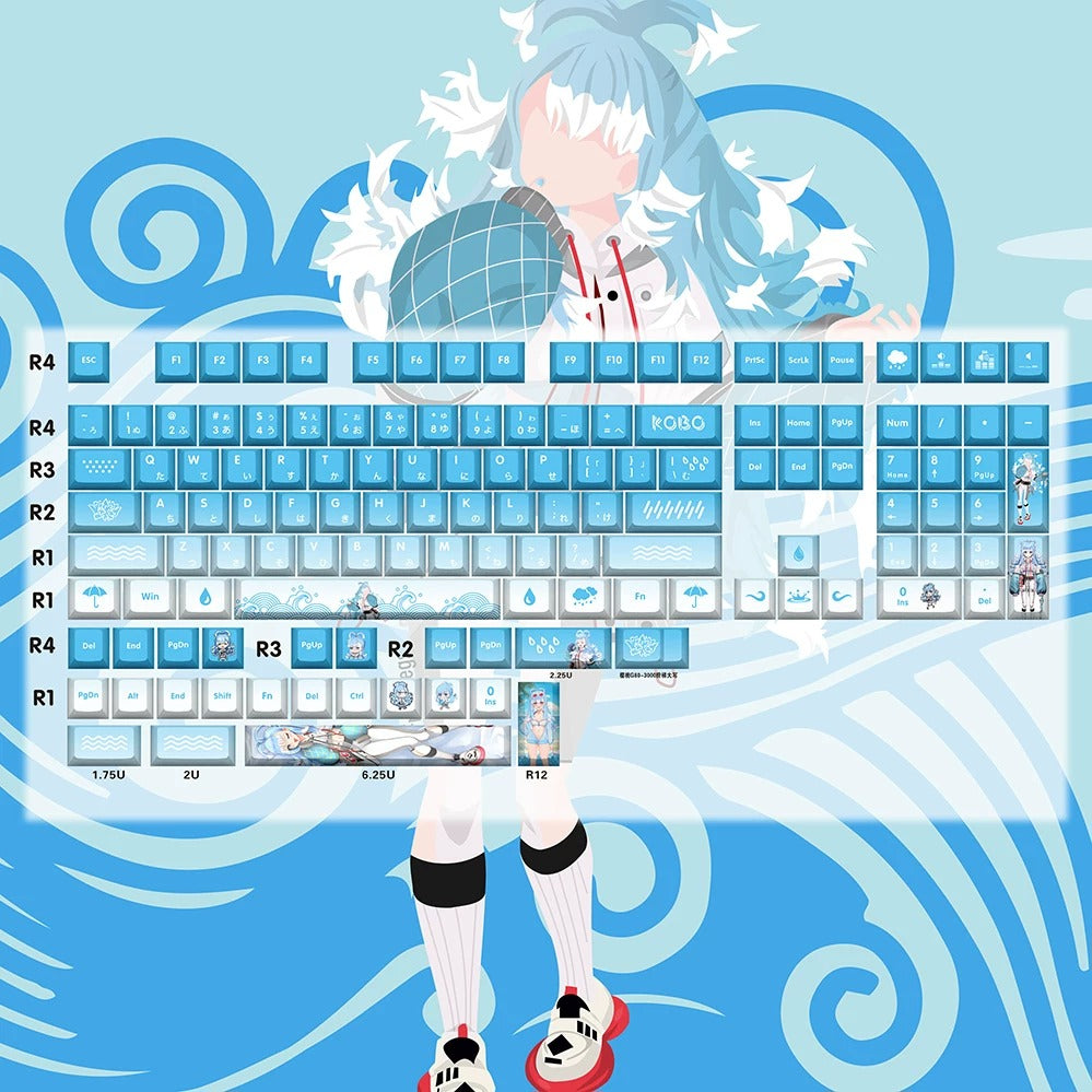 Super Beautiful Girl ACGN Two dimensional Theme Series Collection design simple keycap replacement set, custom set personalized keycap series,PBT material, Original factory height, compatible with 61/64/68/75/84/87/104 mechanical keyboard keycap set
