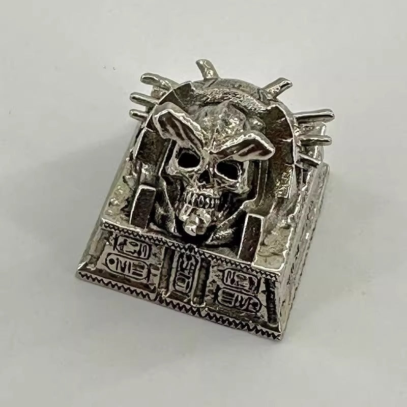 Ancient Egyptian Skeleton Pharaoh, Pure copper material,Metal Personalized Keycaps, Mysterious Egyptian Culture Creative Custom Mechanical Keyboard Art Decorative Keycaps