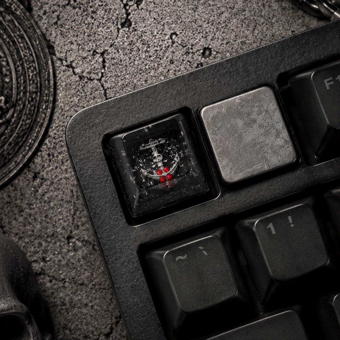 Dark themed design, Medieval Gothic style,crystal resin personalized keycaps, artisankeycaps, Mechanical keyboard decorative keycaps