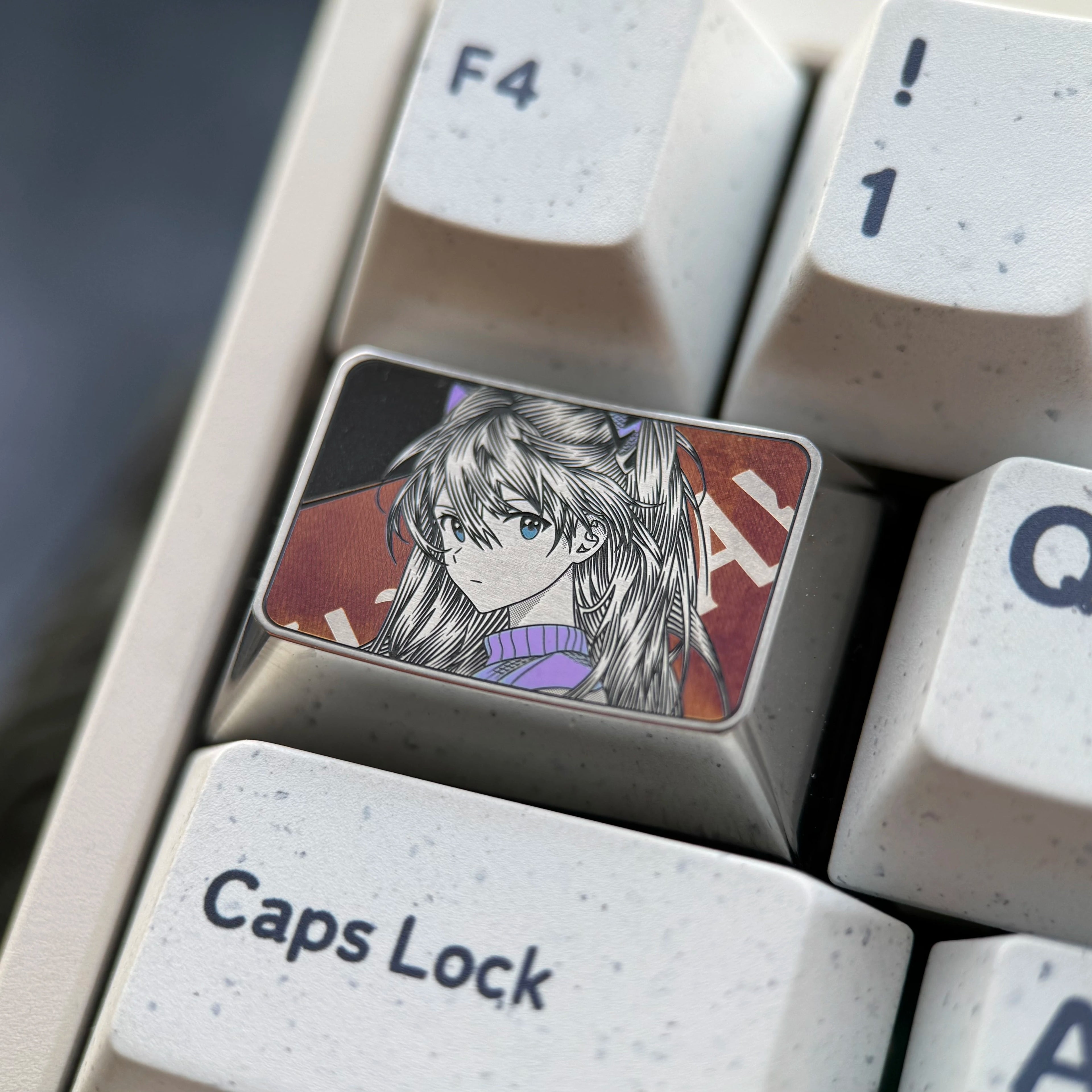 EVA series, 1.5U/TAB titanium alloy finely carved personalized keycaps, anime culture creative peripheral mechanical keyboard metal decorative keycaps