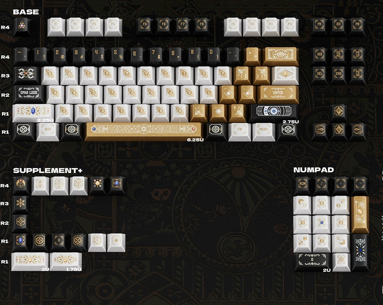 Metallic paint texture gilded design art keycaps, custom set personalized keycap series,PBT material, Original factory height, compatible with 61/64/68/75/84/87/104 mechanical keyboard keycap set
