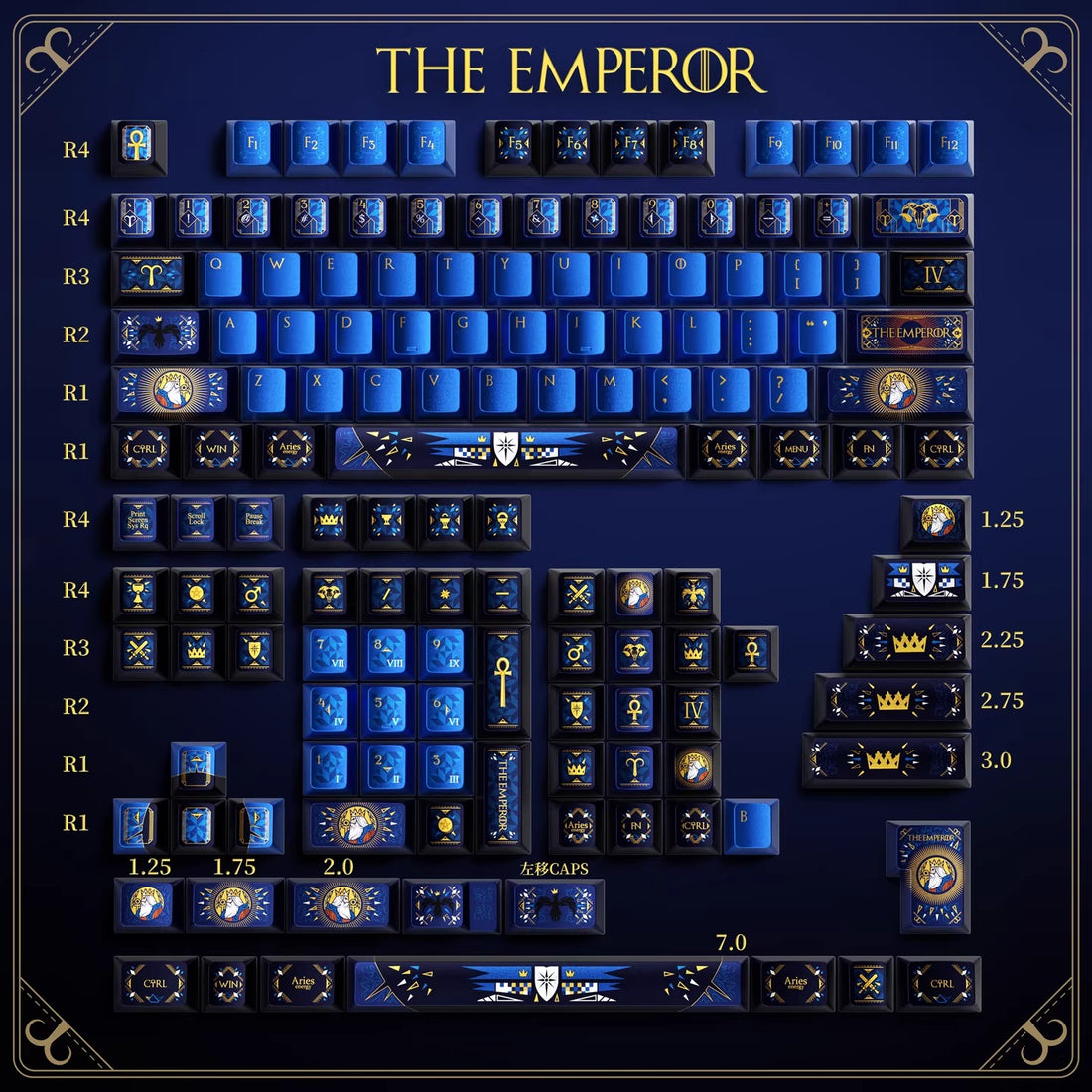 King/Emperor theme, metal paint PBT material personalized keycap set, factory high decorative keycap set