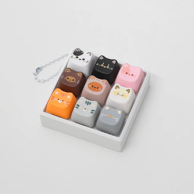 Cute cat switch tester, keycap keychain, cat themed keycap switch mechanical keyboard creative peripheral cultural products.