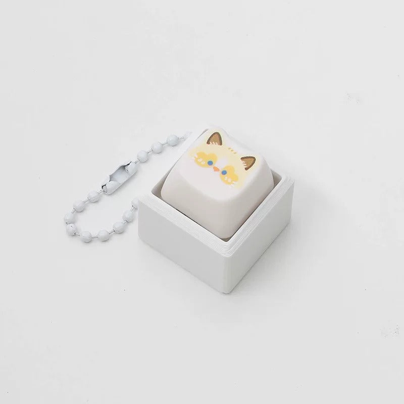 Cute cat switch tester, keycap keychain, cat themed keycap switch mechanical keyboard creative peripheral cultural products.