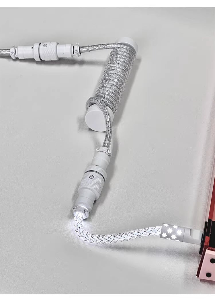 Three segment illuminated aviation plug cable customized keyboard cable 8k customized keyboard data cable