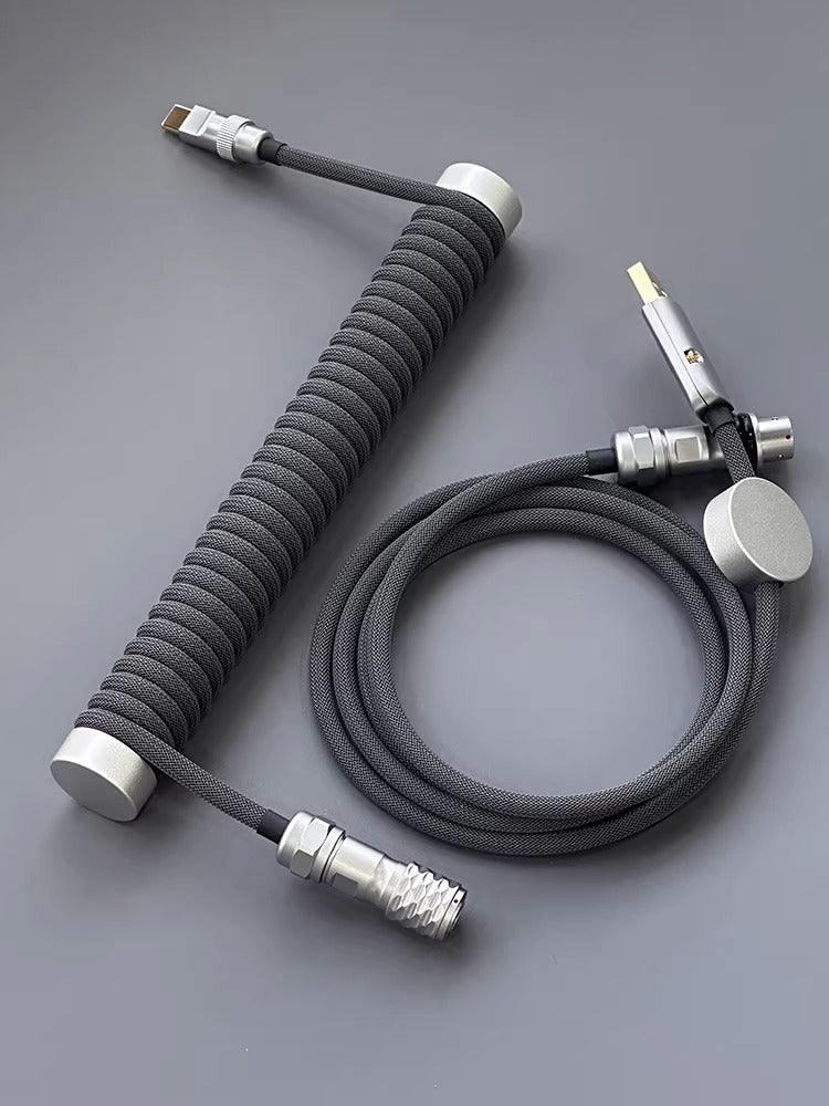 Customized mechanical keyboard cable, spiral aviation plug cable, USB TypeC interface, manual data cable