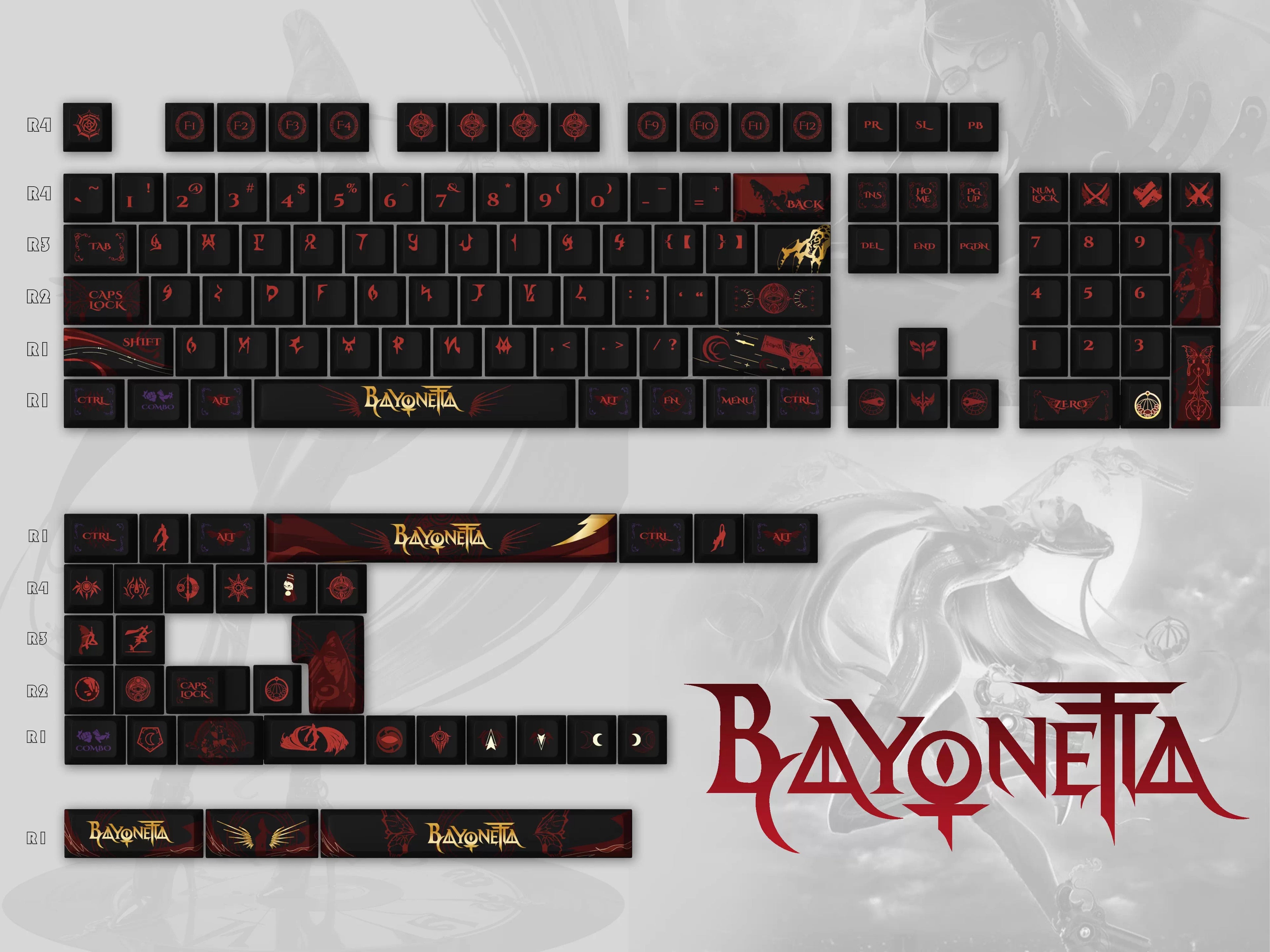 Bayonetta Theme Design, PBT material, sublimation, Personalized keycap set, original factory height mechanical keyboard decorative keycap set