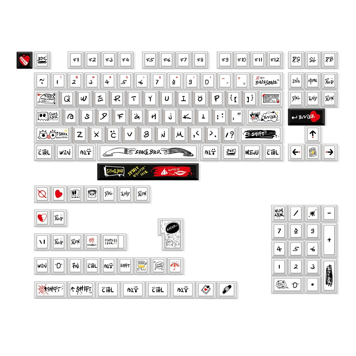 Original design personality world, PBT material personalized keycap set, cultural creative decoration keycap set, compatible with 61/64/68/75/84/87/104 mechanical keyboard