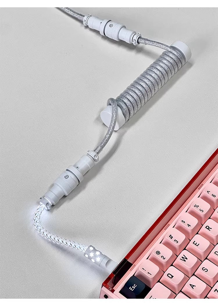 Three segment illuminated aviation plug cable customized keyboard cable 8k customized keyboard data cable
