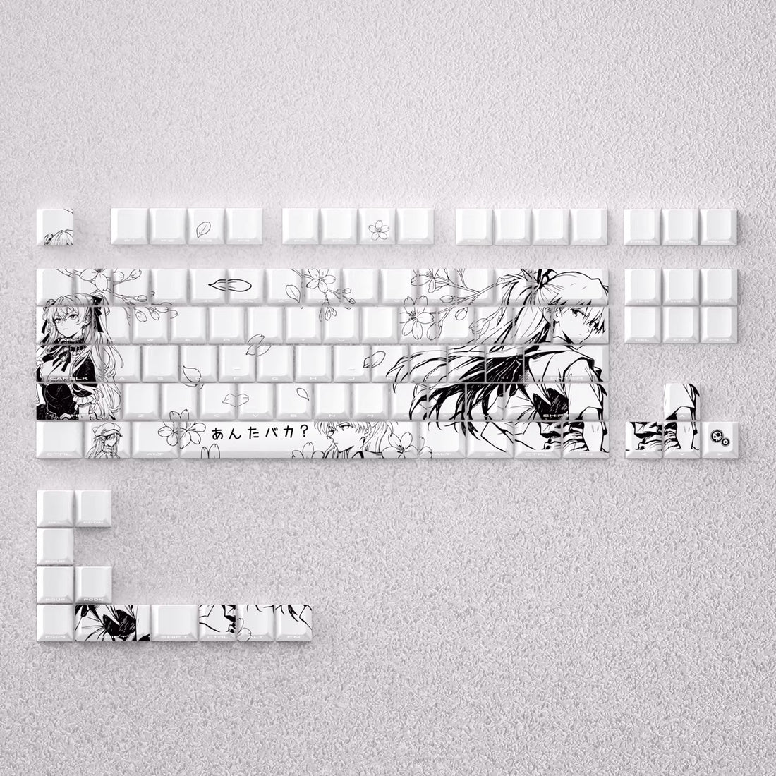 EVA series, Asuka theme, original high PBT material compatible with MX switch mechanical keyboard, anime game theme set keycaps, mechanical keyboard replacement keycap set