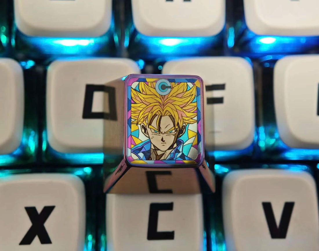 Dragon Ball, Torankusu Glass Shard Decoration, 1U Titanium Alloy Personalized Keycaps, Anime Game Culture Innovation Metal Customized Keycaps
