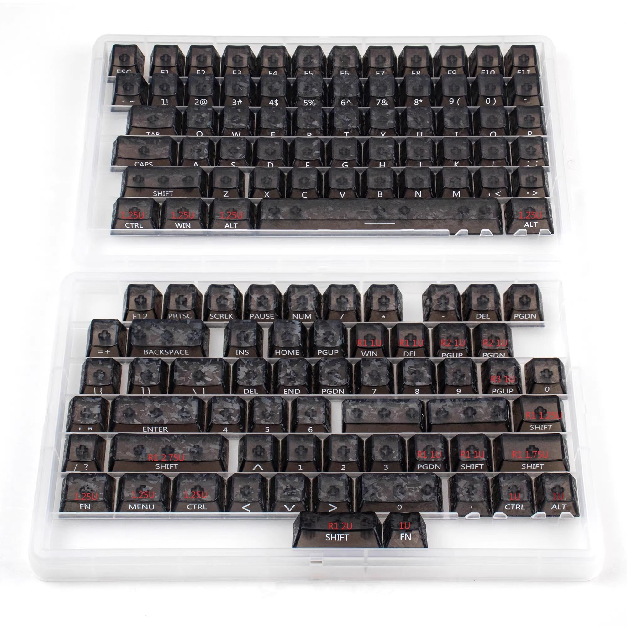 Carbon fiber patterned keycap translucent keycap set, PBT material, heat sublimation process, simple and personalized patterned keycap set, customized decorative keycap set
