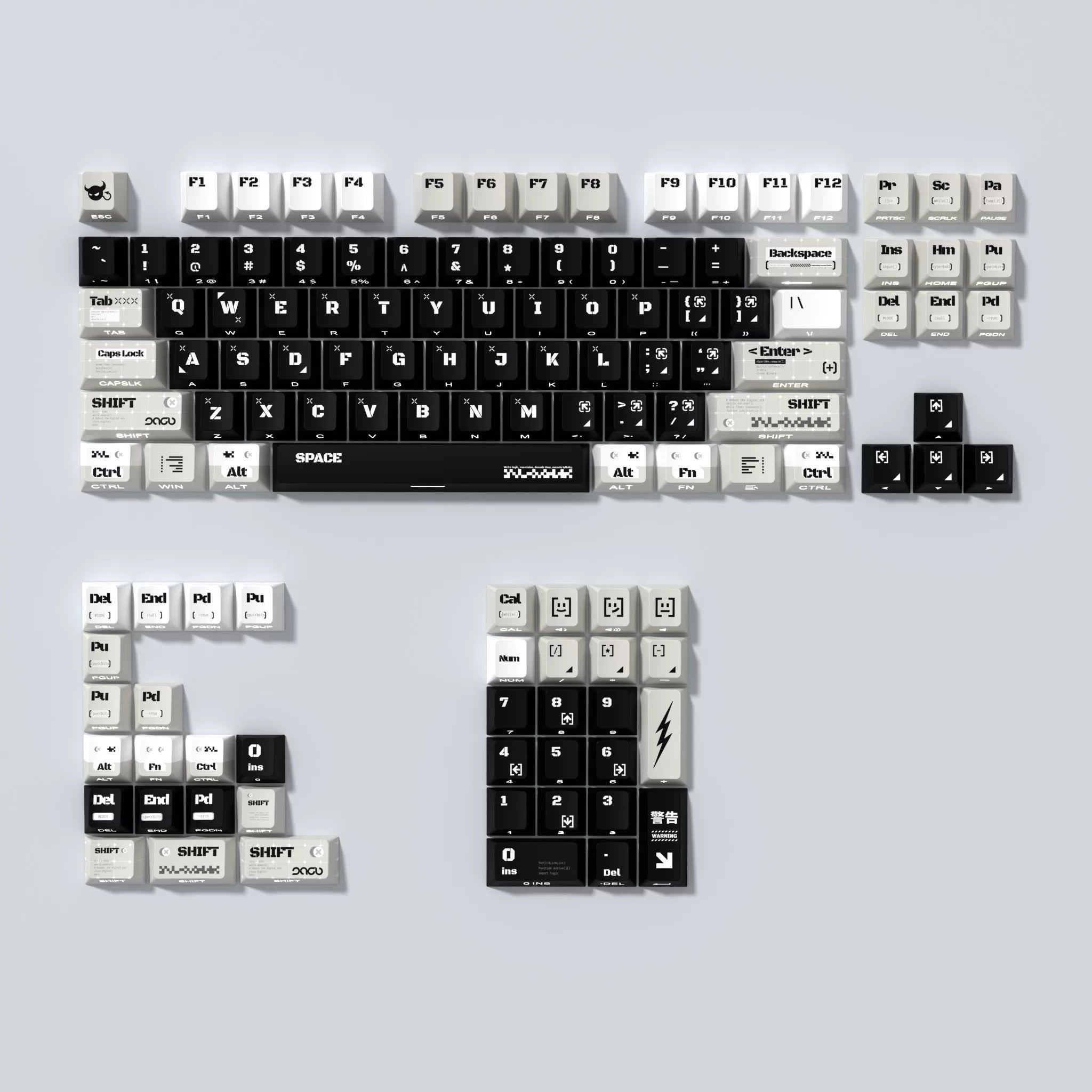 Code intrusion theme design side engraved original translucent keycap PBT thermal sublimation, compatible with 61/64/68/75/84/87/104 key mechanical keyboard