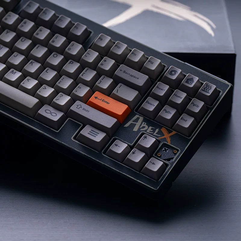 Orange warning theme design, original factory height keycap PBT mechanical decoration personalized keycap set, replaceable keyboard keycaps, compatible with 61/64/68/75/84/87/104 mechanical keyboard replacement keycap