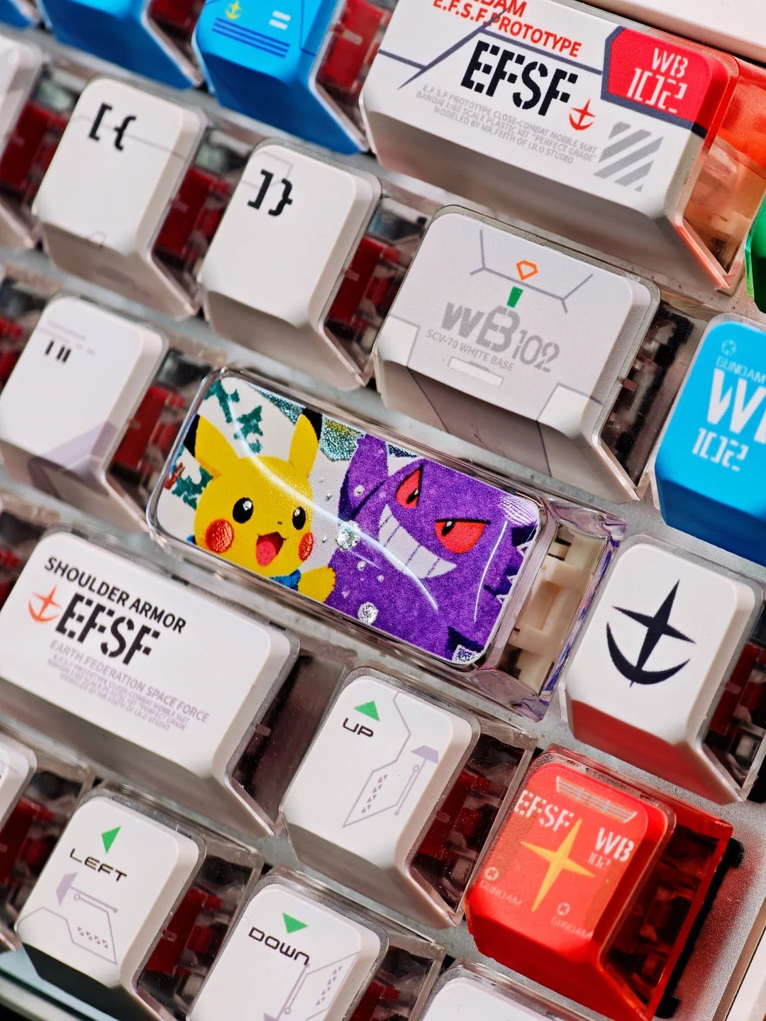 Gengar/Pikachu theme, 2.25 U Enter key, PC crystal resin material personalized keycap, anime creative peripheral product resin decorative keycap