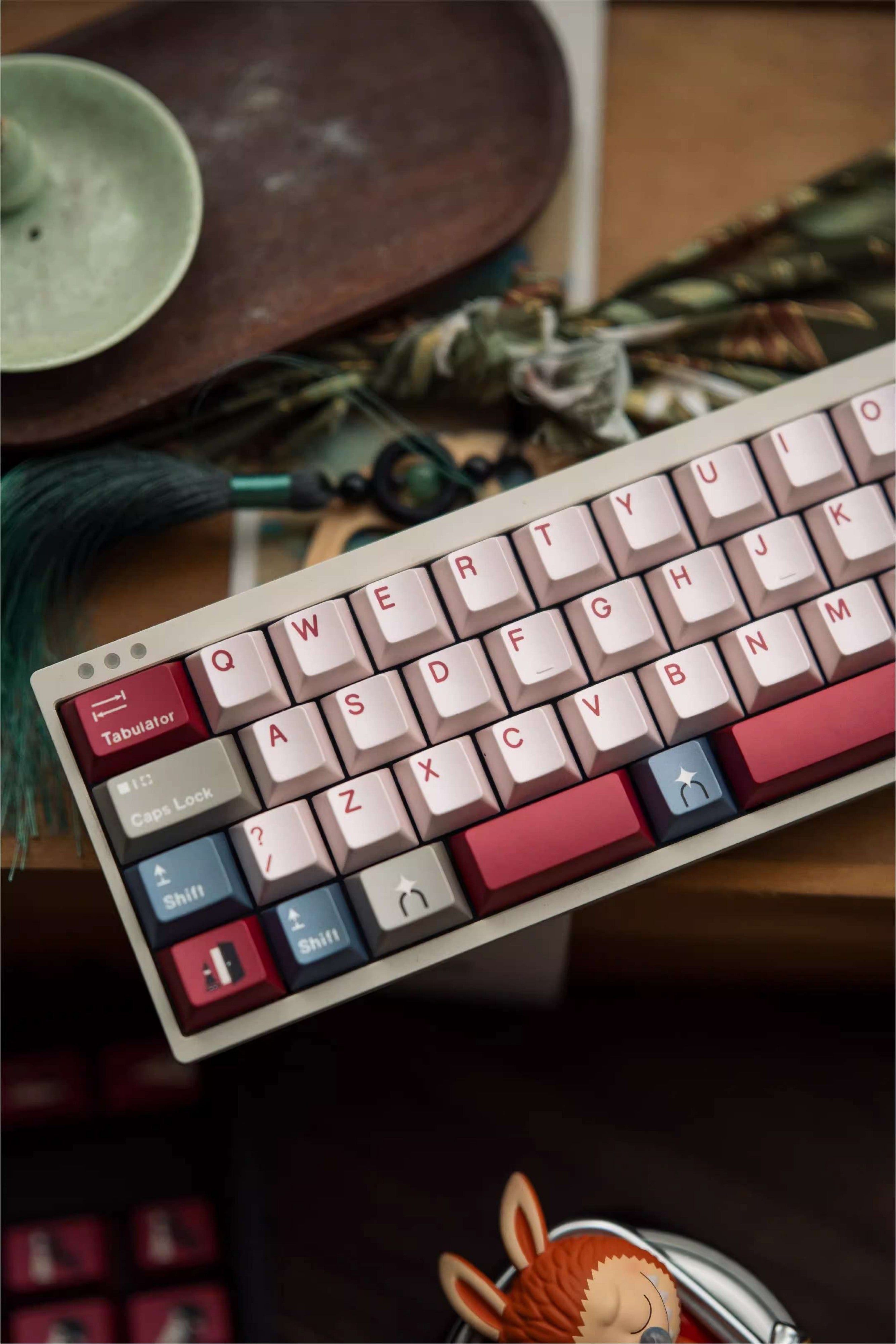 Monument Valley, ANCORE LIGHT themed personalized keycap set, soft gloss metallic pink factory high sublimation process keycaps, fully supplemented