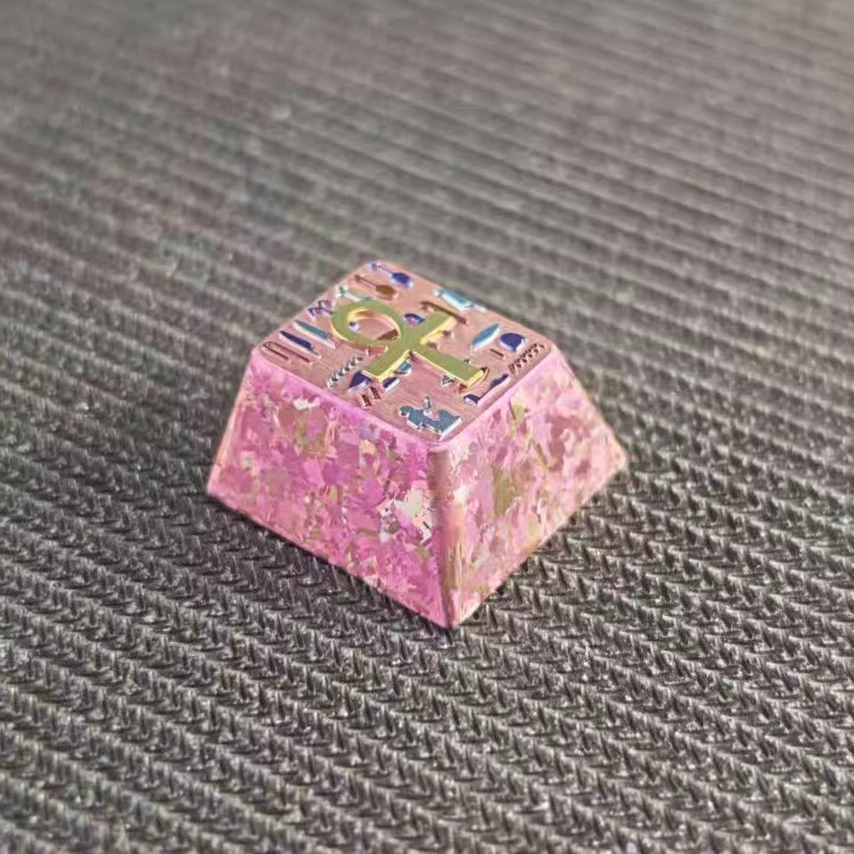 The symbol of life in ancient Egypt, Ankh/crux ansata, Titanium alloy personalized keycaps, titanium alloy rune decorative keycaps, mechanical keyboard metal keycaps
