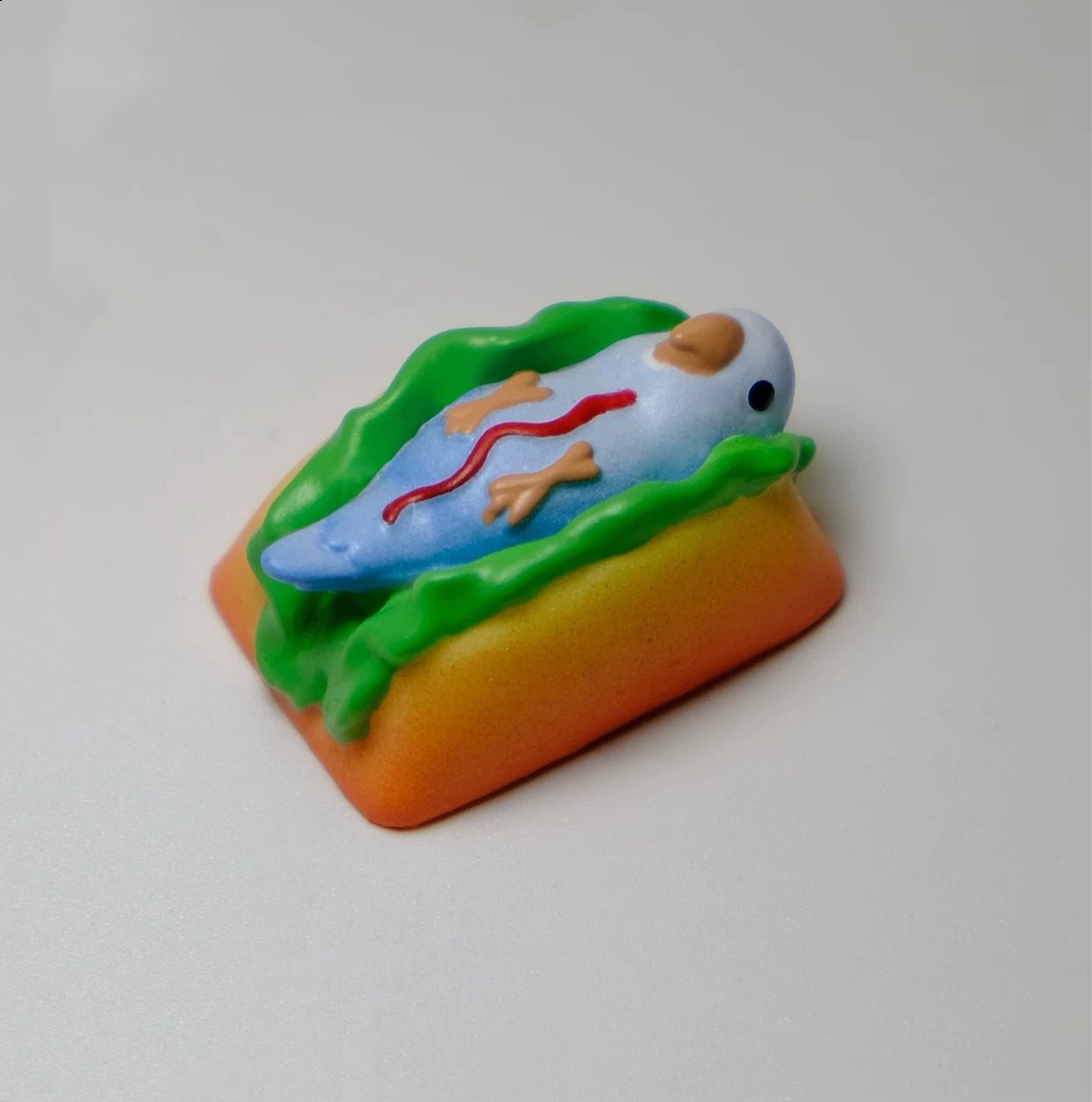 Agapornis, Hot dog parrot shaped, resin coated personalized keycaps, mechanical keyboard cartoon decorative keycaps