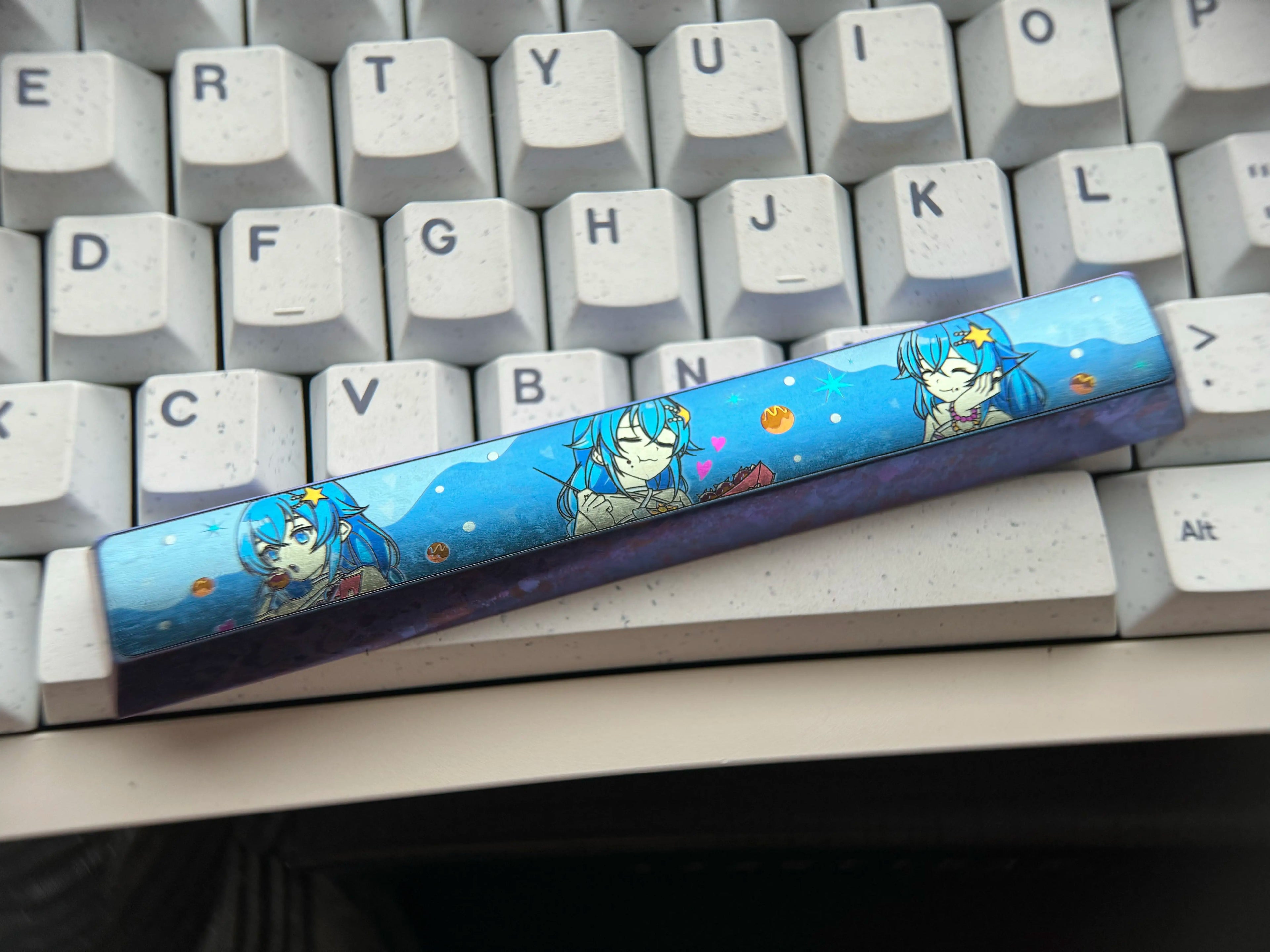 Titanium alloy anime theme space collection, 6.25U titanium alloy space keycaps, personalized decorative keycaps, mechanical keyboard replacement metal keycaps