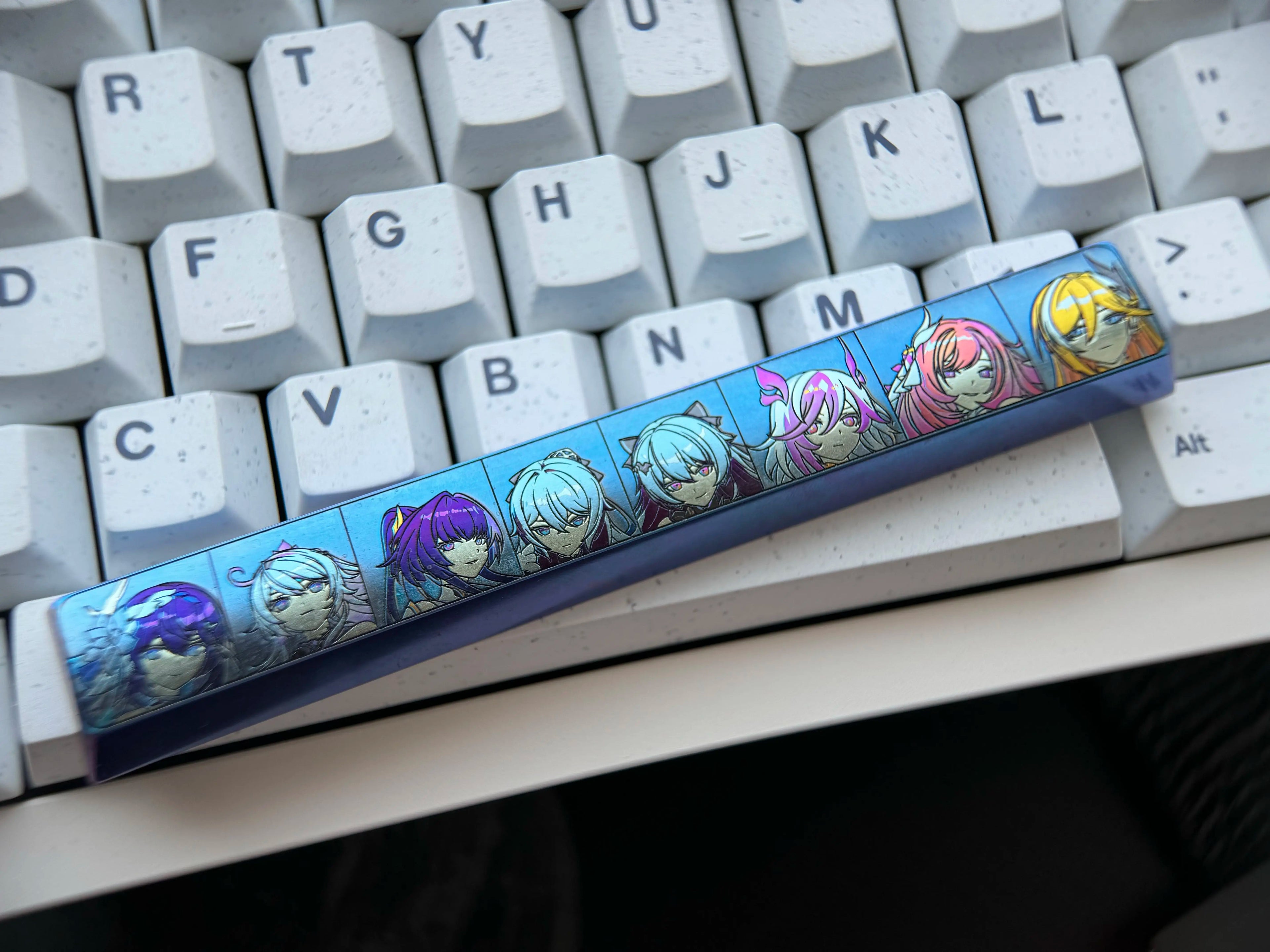 Titanium alloy anime theme space collection, 6.25U titanium alloy space keycaps, personalized decorative keycaps, mechanical keyboard replacement metal keycaps