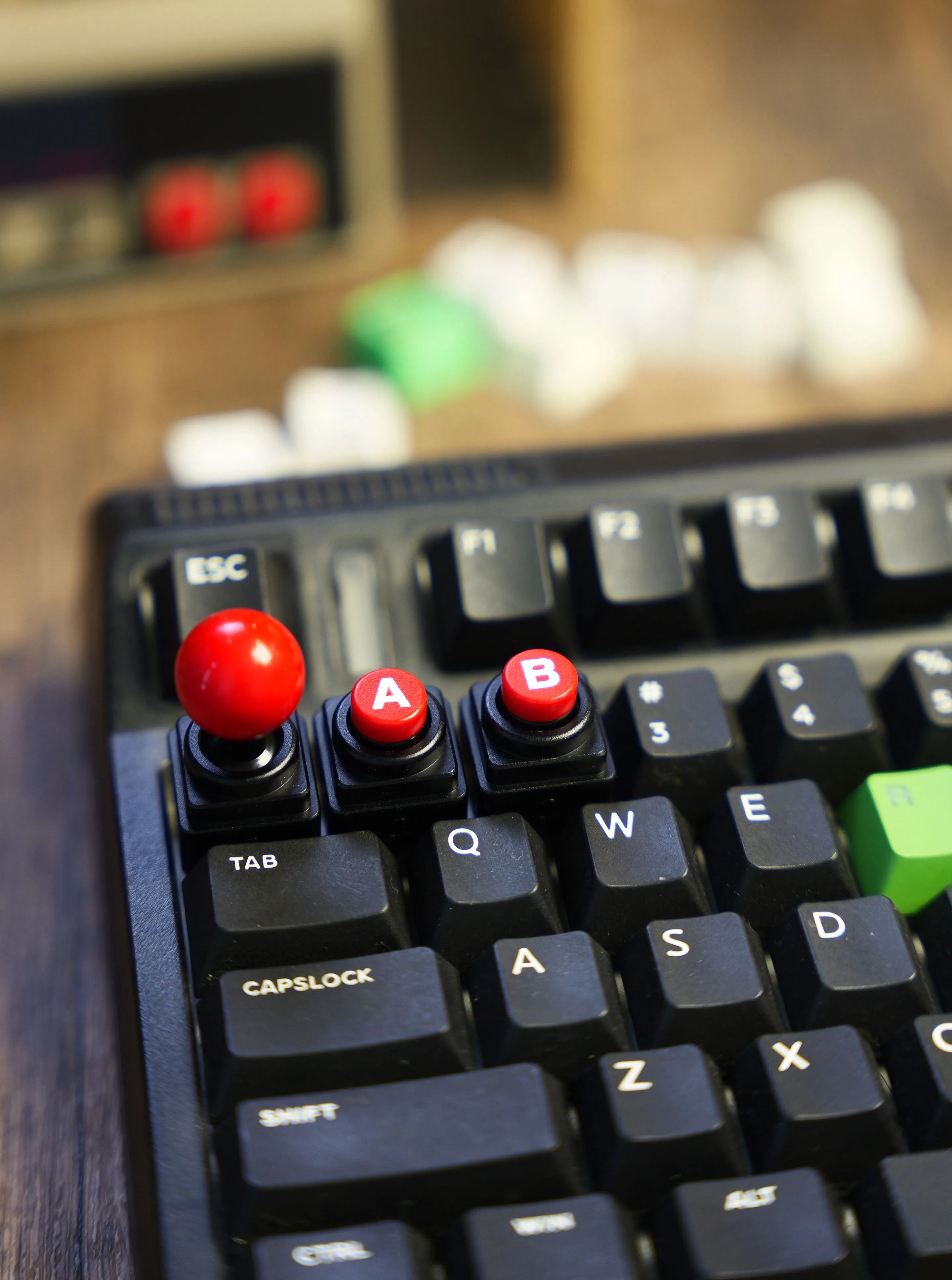 Arcade game shaped keycap set, lucky joystick+double happiness button, personalized metal keycaps, mechanical keyboard game cultural and creative peripheral, decorative keycaps