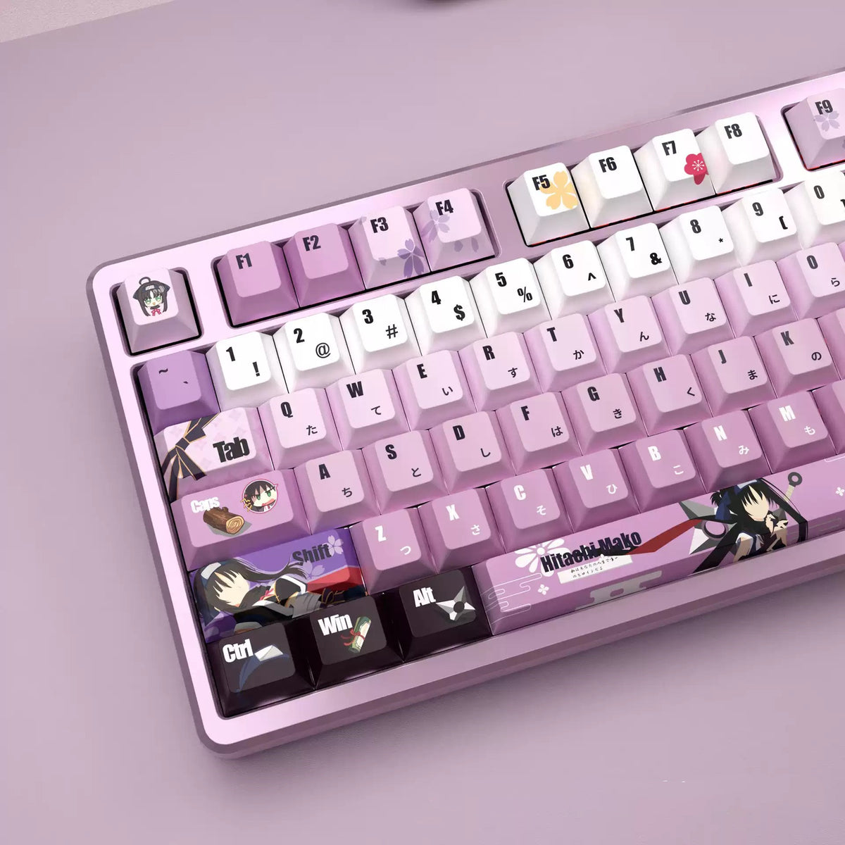 Senren*Banka theme, Hitachi Mako,PBT material anime and game cultural and creative keycaps set, Compatible with 61/64/68/75/84/87/104 Key Mechanical Keyboard Keycap Set