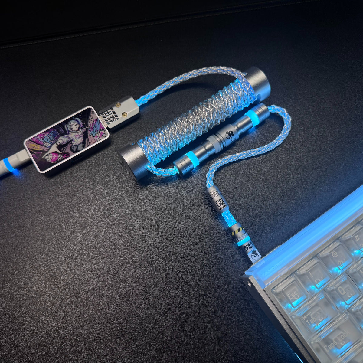 Customized manual data cable for mechanical keyboard with EVA theme design, Type-C TO USB-A Mechanical keyboard manual customization data cable