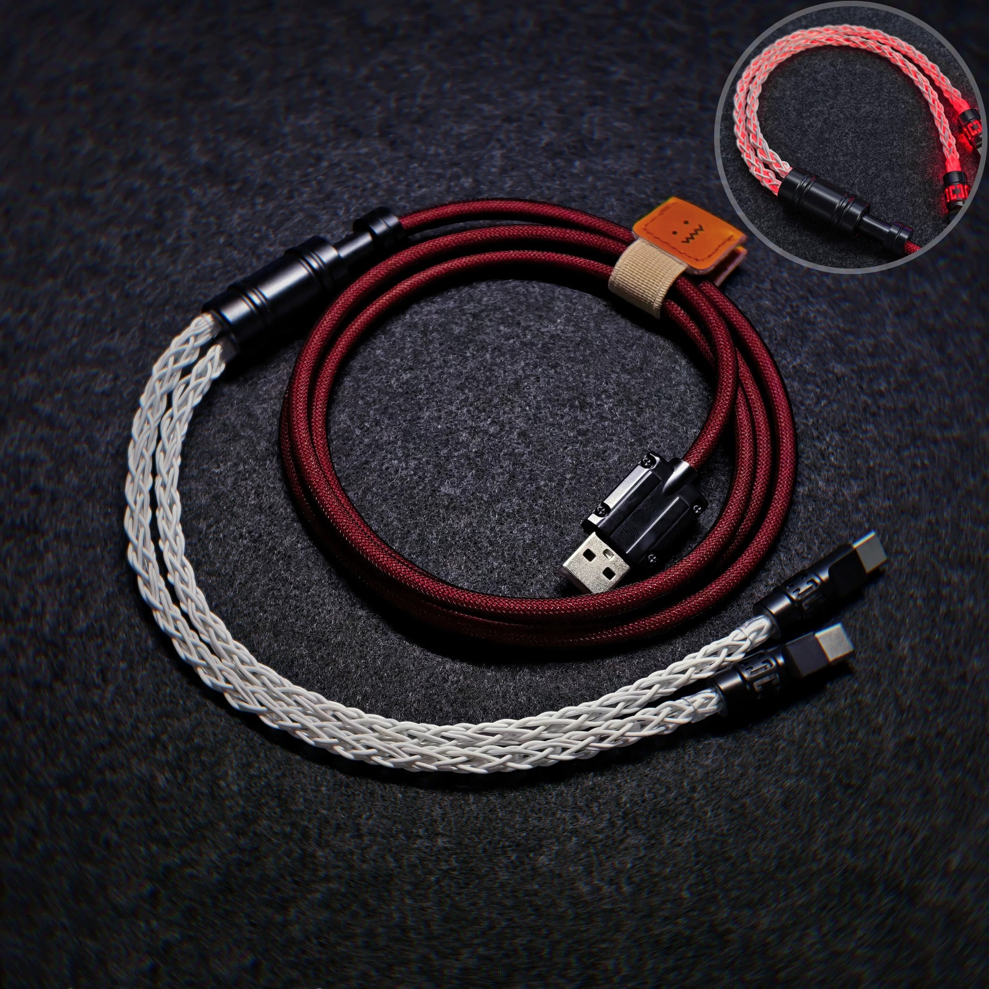 Customized manual data cable for mechanical keyboard, split into two e-sports aviation plug cables, dual 8K luminous data cables, magnetic axis mechanical keyboard