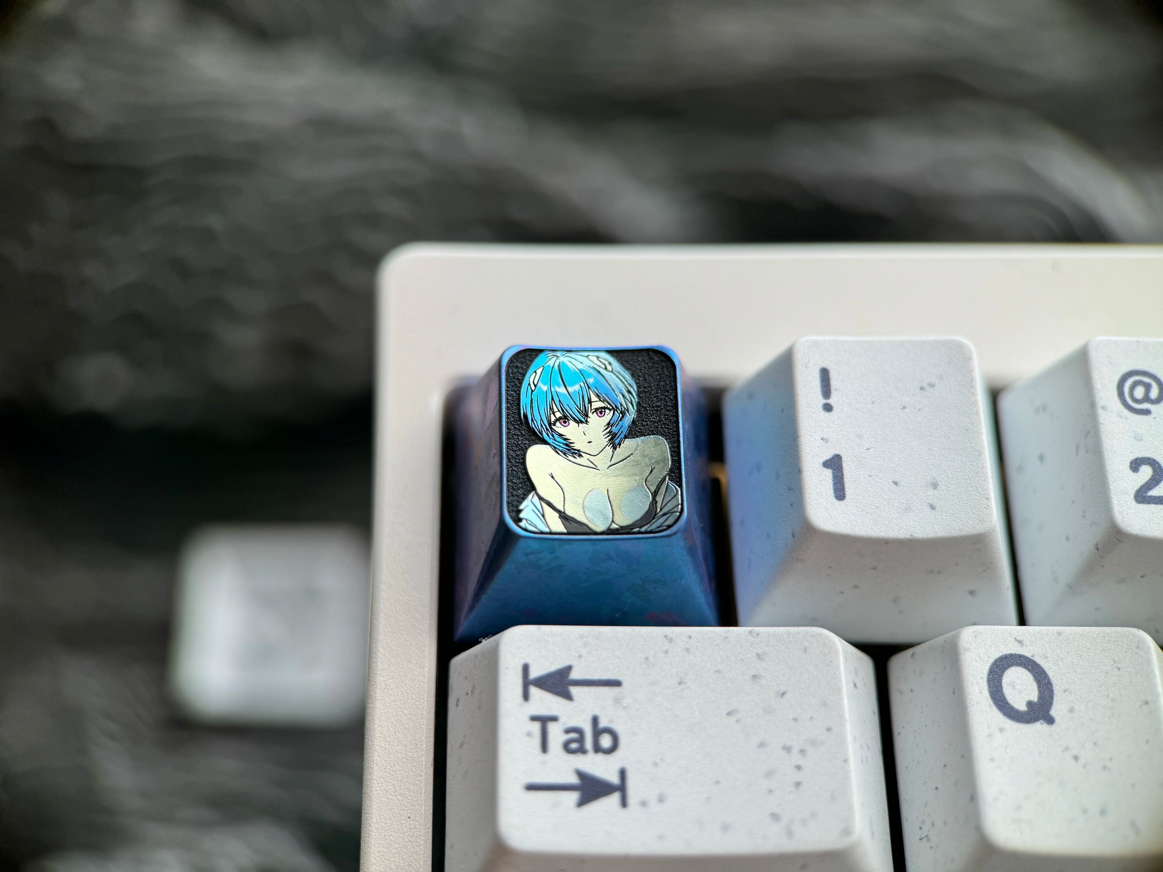 EVA, Ayanami Rei, 1U titanium alloy collection, ice crystal base, height optional, anime and game creative titanium alloy personalized keycaps, mechanical keyboard decorative keycaps